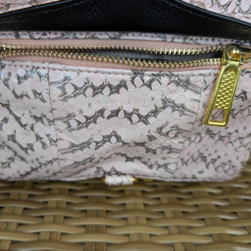 Rebecca Minkoff Mini Pink Snake Embossed Leather Crossbody Bag Gold Hardware - Picture 16 of 16